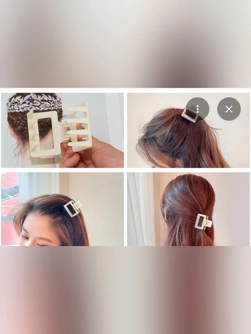 Medium Sized Minimalist Rectangle Hair Clips - Dark Brown & Beige BNIB